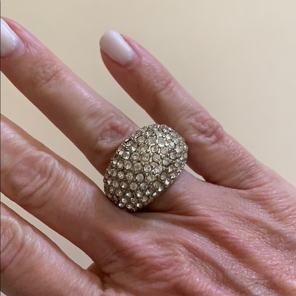 Gold Stretchy Pave Statement Ring - Picture 1 of 4